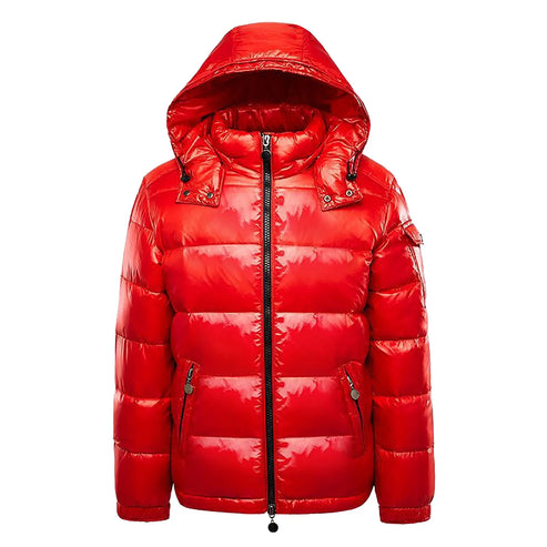 Men's Down Jacket Casual Black Glossy Couple Unisex Hooded Puffer Outwears Mens Lightweight Warm Thickened Bread Padded Coat