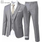 Men's 3 Piece Suit Set Solid Color for Wedding Formal Business Dress Blazer Vest Pants Classic Tuxedo Party Groomsmen