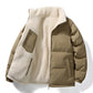 Men Parkas Coats Lamb Wool Lined Jacket Solid Pockets Long Sleevs Zipper Fly Loose Fit Casual Office Lady 2025 Autumn Winter