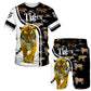 New Summer Men's Sets Shorts Outfits 3D Tiger Printed Short Sleeve T-shirt Two Pieces Casual Tracksuit Oversized Beach Sportwear