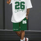 Short-sleeved shorts summer men's suit simple fitted T-shirt letter print with the same printed shorts two-piece set