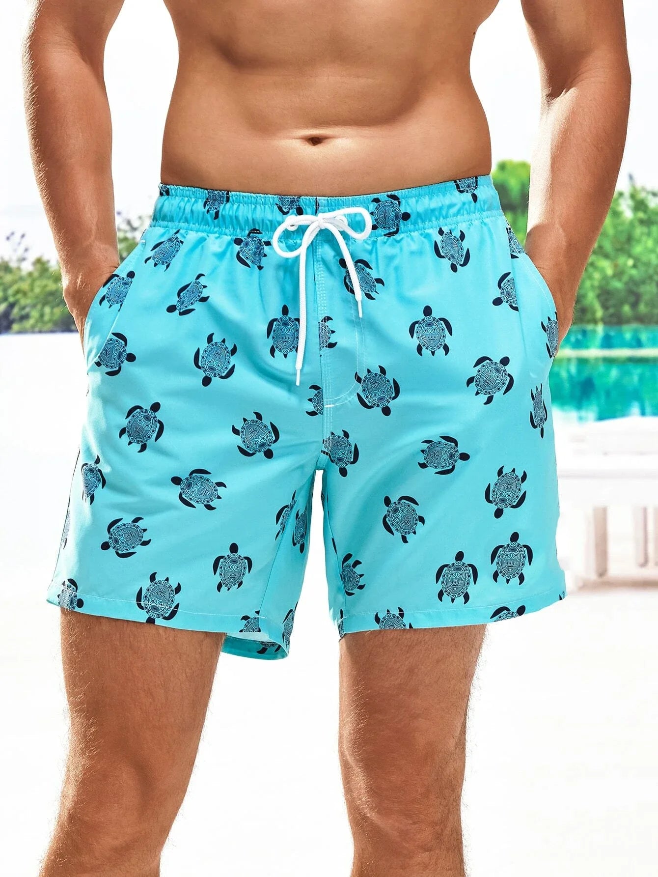Men's Beach Shorts Summer Fashion Hawaii patterns Drawstring Men's swim Trunks Elastic Waist 3D Print Gradient Breathable Shorts