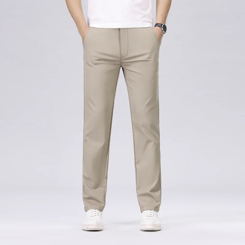 Men's Fashion Casual Pants Classic Style Business Straight Brand Fashion Anti-wrinkle Trousers Solid Color ArmyGreen Beige Khaki