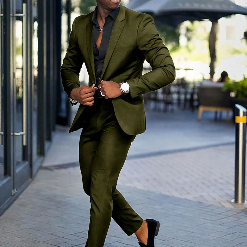 Fashion Black Slim Fit Men Suits Wedding Tuxedos Business Party Prom Best Blazer Sets Masculino 2 Piece Costume Homme Coat Pants