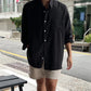 2025 Spring Fall Casual Shirts Mens Long Sleeve Buttoned Leisure Cardigan Tops For Men Trendy Solid Color Turn-down Collar Shirt