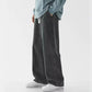 2025 New Korean Men's Casual Long Jeans Classic Man Straight Denim Wide-leg Pants Gyms Solid Color Light Blue Grey Black M-3XL
