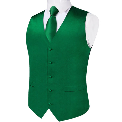 Wedding Party Green Men's Vest Shirt Accessories Fashion chaleco hombre for Man Four Seasons Wear Wholesale Necktie Handkerchief