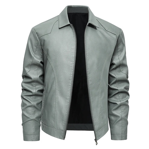Spring Autumn Turn Down Collar Jackets Leather Coats Men Solid Moto Biker Outwear Slim Fit Casual Leather Jacket Plus Size M-8XL