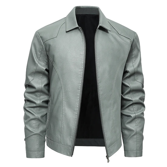 Spring Autumn Turn Down Collar Jackets Leather Coats Men Solid Moto Biker Outwear Slim Fit Casual Leather Jacket Plus Size M-8XL