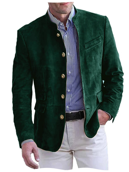 Autumn Winter Men's Casual Blazer Fashion Single-Breasted Snowflake Fleece Jacket Solid Color Daily Work Business Party Coats