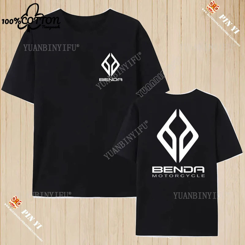 Harajuku Benda Motorcycle printed T-shirt 100%Cotton top Unisex shirt short sleeve O-neck Loose Street Fashion