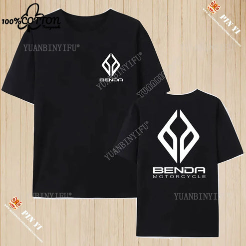 Harajuku Benda Motorcycle printed T-shirt 100%Cotton top Unisex shirt short sleeve O-neck Loose Street Fashion