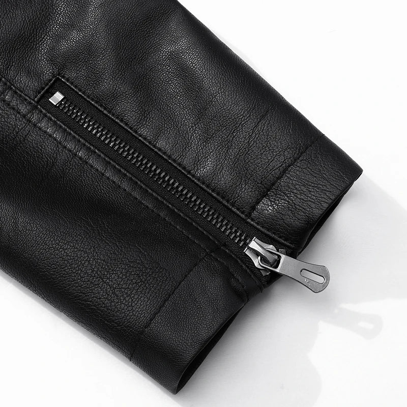 Spring Autumn Turn Down Collar Jackets Leather Coats Men Solid Moto Biker Outwear Slim Fit Casual Leather Jacket Plus Size M-8XL