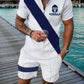 Summer Men's Luxury Polo Shirt Shorts Suit Fashion Trend Tracksuit 2 Pieces Vintage Tiger Print Outfit Set Male Casual Clothing