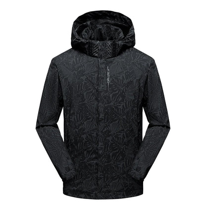 2025 Men's Casual Waterproof Windbreaker Jacket Full Zip Up Hooded Shell Outdoor Hiking Coat For Autumn Plus Size