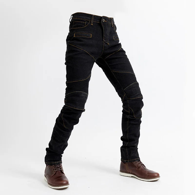 Casual Denim Jeans Men Motorcycle Pants with Protective Gear Slim Jeans Mens Cycling Pant Spring Autumn Blue Black Trousers New