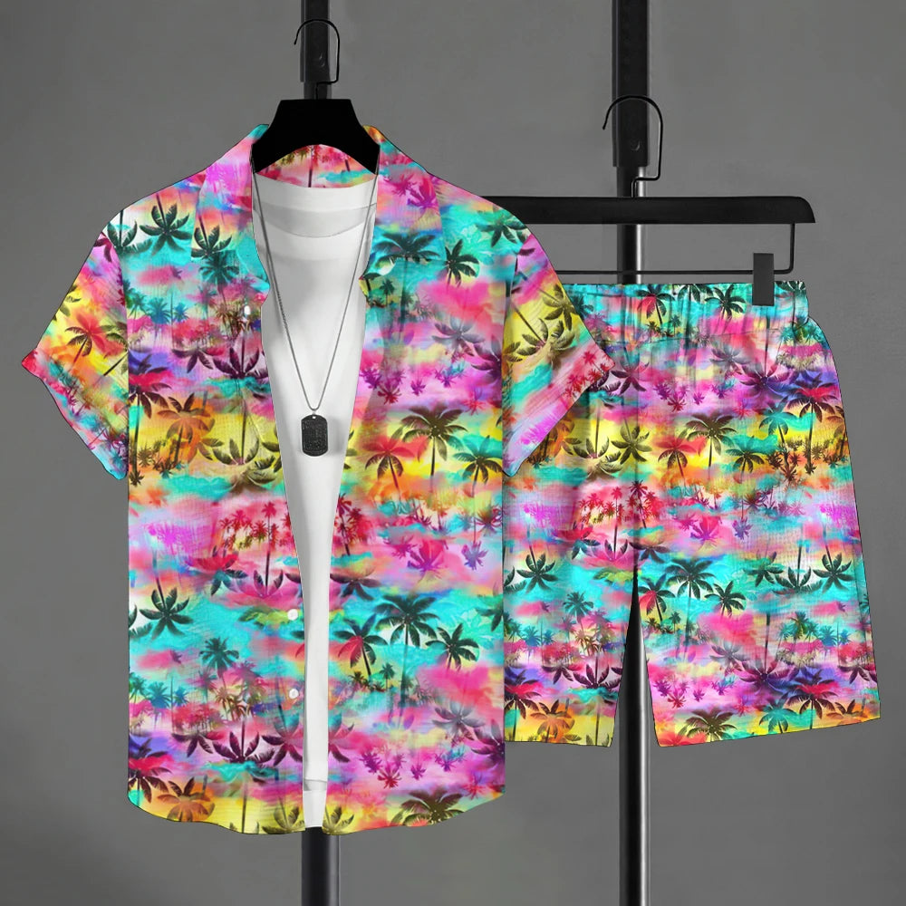 Hawaiian Shirt Style Men's Short-sleeved Shirt Summer Short-sleeved Shirt Beach Short Suit Street Casual Y2k Mens Shorts Leisure