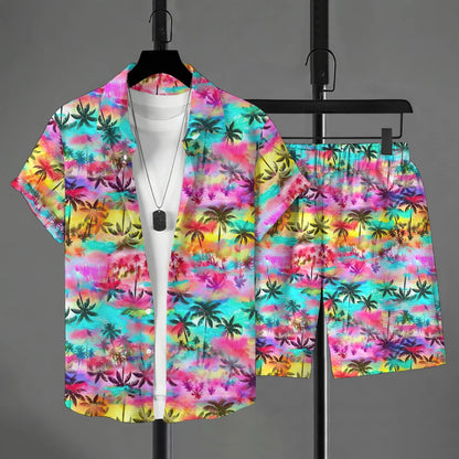 Hawaiian Shirt Style Men's Short-sleeved Shirt Summer Short-sleeved Shirt Beach Short Suit Street Casual Y2k Mens Shorts Leisure