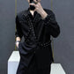 Mens Ribbons Rivets Shirts Autumn Streetwear Fashion Trends Campus Performances Casual Long-Sleeve Tops Men'S Clothing 2024