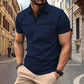 Summer new men's POLO shirt outdoor casual solid-color checkered false pocket design breathable lapel short-sleeved top