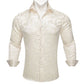 Designer Silk Shirts for Men Blue Gold Green Red White Black Paisley Embroidered Slim Fit Male Blouses Casual Long Sleeve