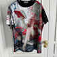 TOP-YAMAMOTO Original Design Collaboration round-neck Silhouette T-shirt, Hawaiian men's and Women's large size