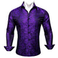 Designer Silk Shirts for Men Blue Gold Green Red White Black Paisley Embroidered Slim Fit Male Blouses Casual Long Sleeve