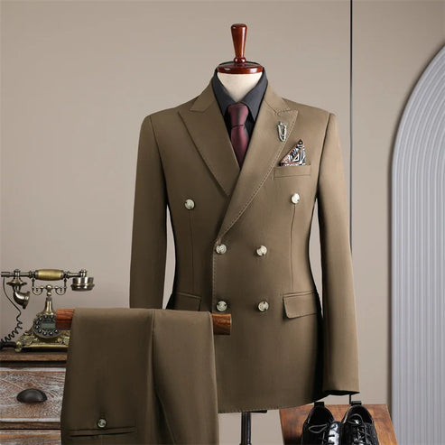 2025 Fashion Suit Set For Men Wedding Party Groomsman Elegant Slim Fit Blazer Pants Formal Banquet Business Outfits Two Pieces