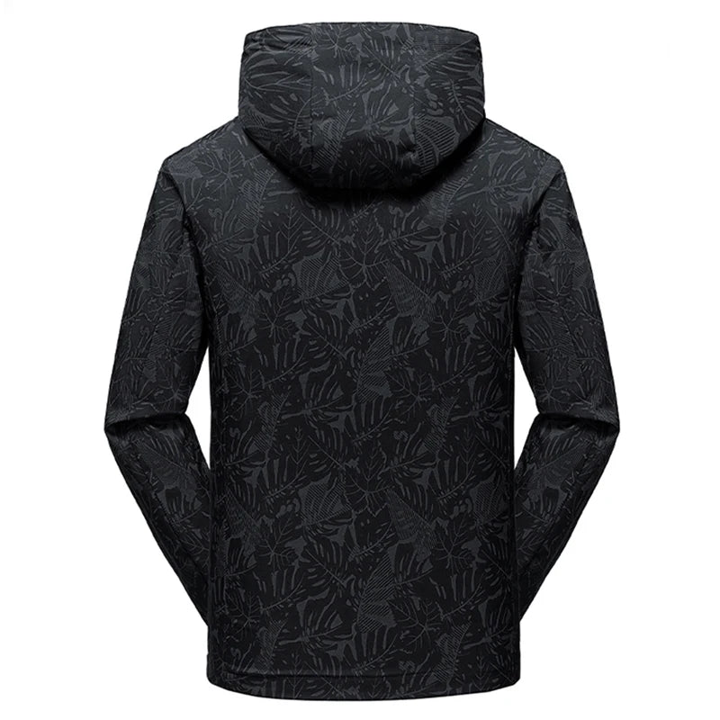 2025 Men's Casual Waterproof Windbreaker Jacket Full Zip Up Hooded Shell Outdoor Hiking Coat For Autumn Plus Size