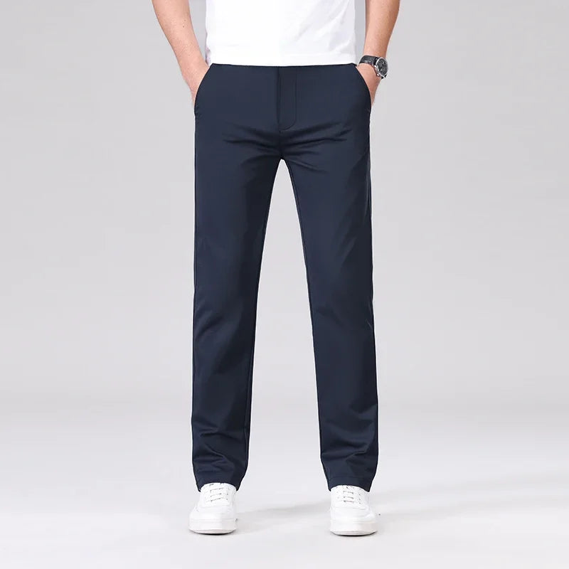 Men's Fashion Casual Pants Classic Style Business Straight Brand Fashion Anti-wrinkle Trousers Solid Color ArmyGreen Beige Khaki