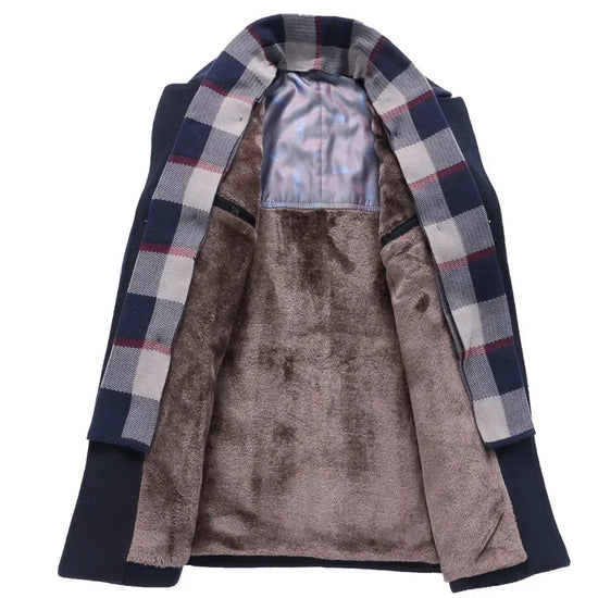 New Men Business Casual Woolen Blends Cashmere Trench Coats Winter Long Jackets Man Fleece Warm Overcoats Wool Blends Size 4XL