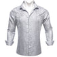 Designer Silk Shirts for Men Blue Gold Green Red White Black Paisley Embroidered Slim Fit Male Blouses Casual Long Sleeve
