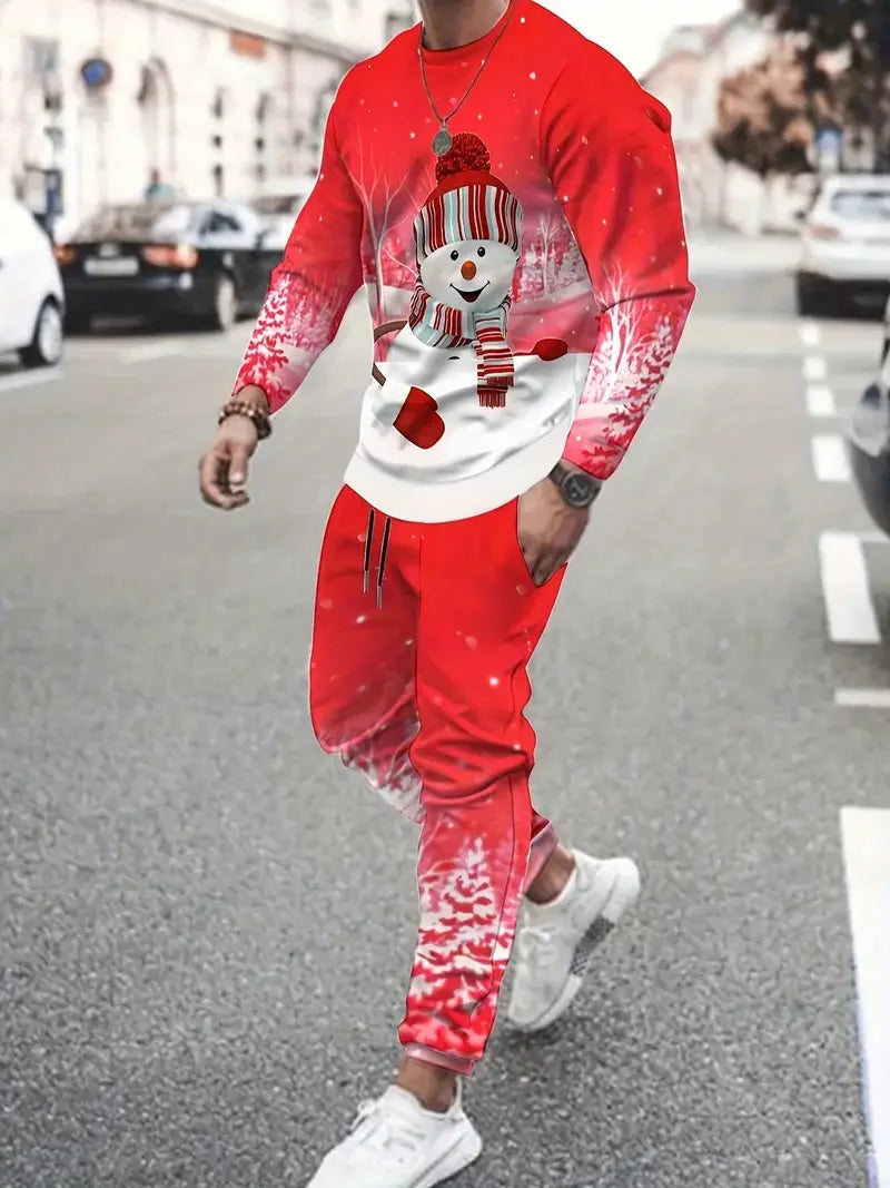 Christmas Clothing Set Spring Autumn Men Women Fashion 3D Printing Fashion Casual Sportswear Sweatshirt Jogging Pants 2Pcs Sets