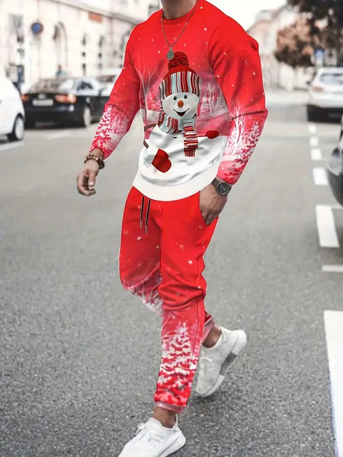 Christmas Clothing Set Spring Autumn Men Women Fashion 3D Printing Fashion Casual Sportswear Sweatshirt Jogging Pants 2Pcs Sets