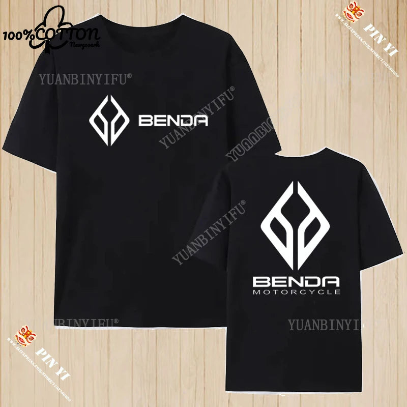 Harajuku Benda Motorcycle printed T-shirt 100%Cotton top Unisex shirt short sleeve O-neck Loose Street Fashion
