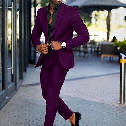 Fashion Black Slim Fit Men Suits Wedding Tuxedos Business Party Prom Best Blazer Sets Masculino 2 Piece Costume Homme Coat Pants