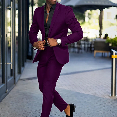 Fashion Black Slim Fit Men Suits Wedding Tuxedos Business Party Prom Best Blazer Sets Masculino 2 Piece Costume Homme Coat Pants