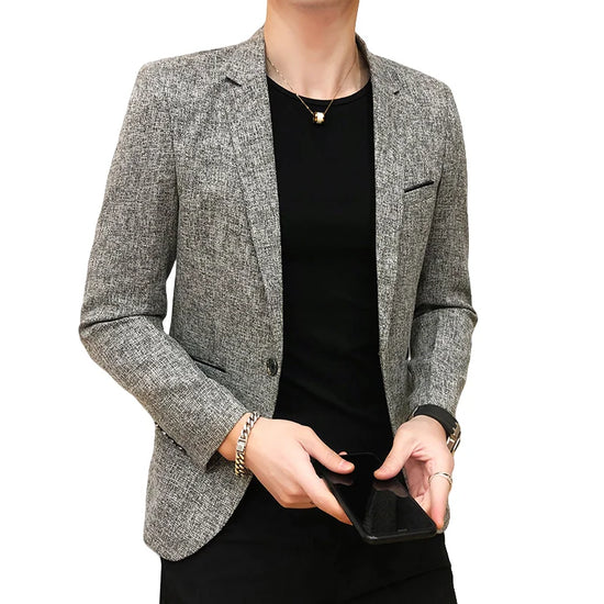Solid Color Men's Fashion Casual Outdoor Gentleman Business Wedding Trend Slim-fit Formal Dress British Style Wedding Blazer
