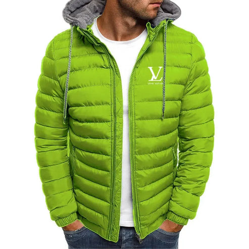 Men's new autumn and winter lightweight cotton-padded jacket, fashionable hooded jacket, outdoor sports hiking men's short coat