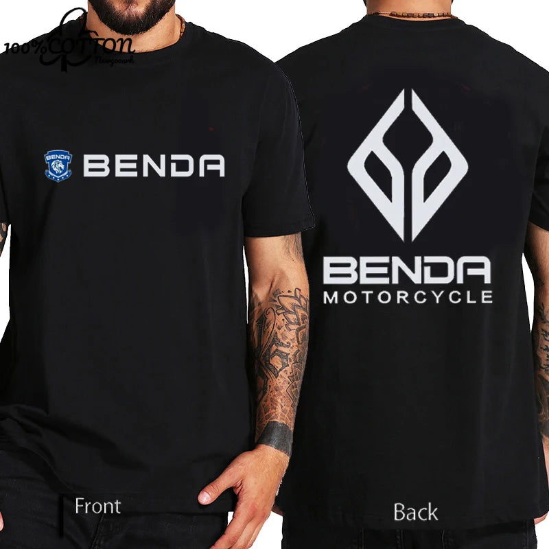 Harajuku Benda Motorcycle printed T-shirt 100%Cotton top Unisex shirt short sleeve O-neck Loose Street Fashion