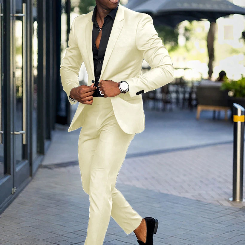 Fashion Black Slim Fit Men Suits Wedding Tuxedos Business Party Prom Best Blazer Sets Masculino 2 Piece Costume Homme Coat Pants