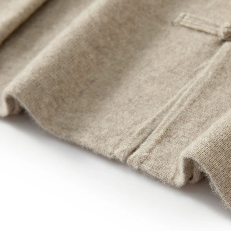 Autumn and winter new 100% merino wool men's cardigan retro Tang suit casual cashmere sweater knitted padded jacket