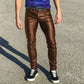 Elastic Low Waist Sexy Pu Leather Pants Mens  American European Style Fashion Party Slim Trouser Red Black Faux Leather Hotpants