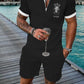 Summer Men's Luxury Polo Shirt Shorts Suit Fashion Trend Tracksuit 2 Pieces Vintage Tiger Print Outfit Set Male Casual Clothing
