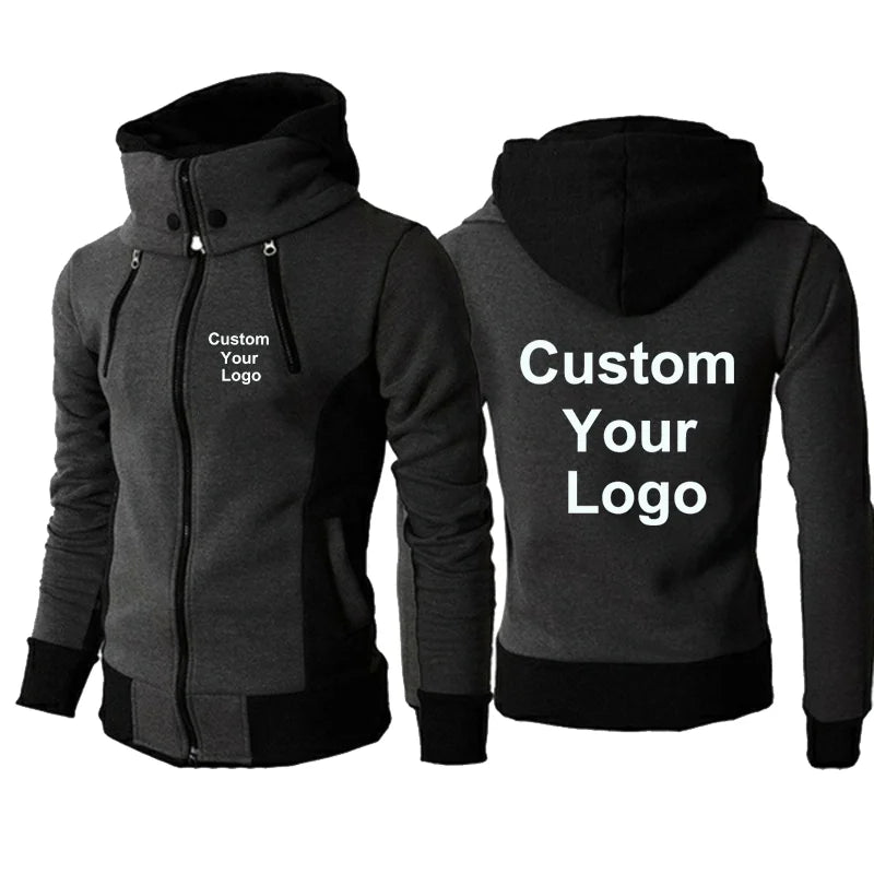 New Fashion Men's  Winter Custom Your Logo  Jacket Hoodies Long Sleeve Outdoor Sportswear Male Hoodie Jacket