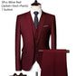 Men's 3 Piece Suit Set Solid Color for Wedding Formal Business Dress Blazer Vest Pants Classic Tuxedo Party Groomsmen