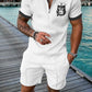 Summer Men's Luxury Polo Shirt Shorts Suit Fashion Trend Tracksuit 2 Pieces Vintage Tiger Print Outfit Set Male Casual Clothing