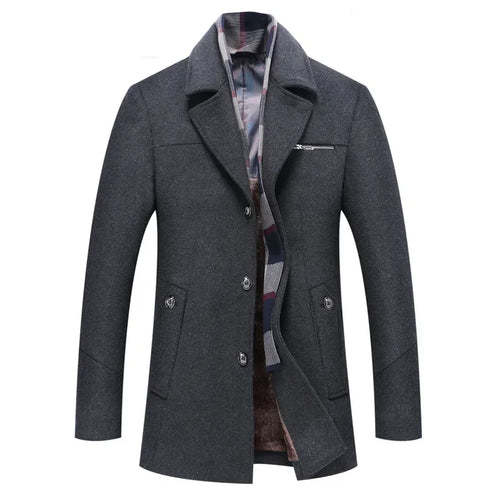New Men Business Casual Woolen Blends Cashmere Trench Coats Winter Long Jackets Man Fleece Warm Overcoats Wool Blends Size 4XL