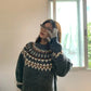 Spring Men's Fair Isle Jacquard Sweater Vintage Loose Printed Crewneck Knit Pullovers Korean Fashion Y2K Streetwear Jumpers