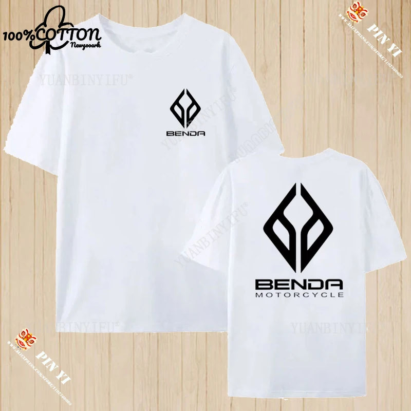 Harajuku Benda Motorcycle printed T-shirt 100%Cotton top Unisex shirt short sleeve O-neck Loose Street Fashion